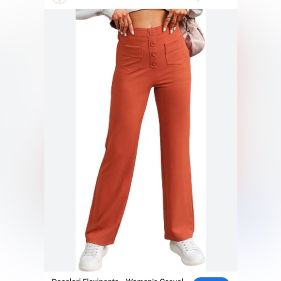 Eclectic girl High Waisted Rusty Color Trousers, Straight Leg, Front Pockets - Picture 10 of 10